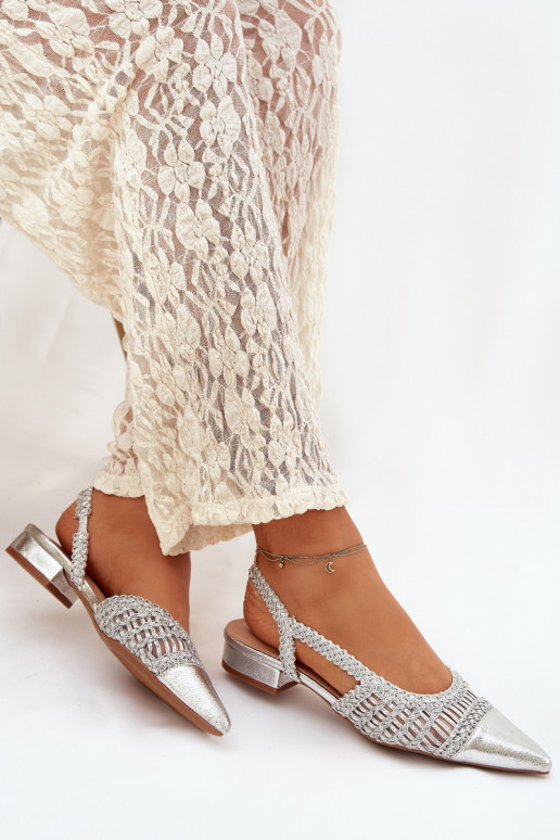 Women's Sandals With Weaving On Block Silver Nivorra