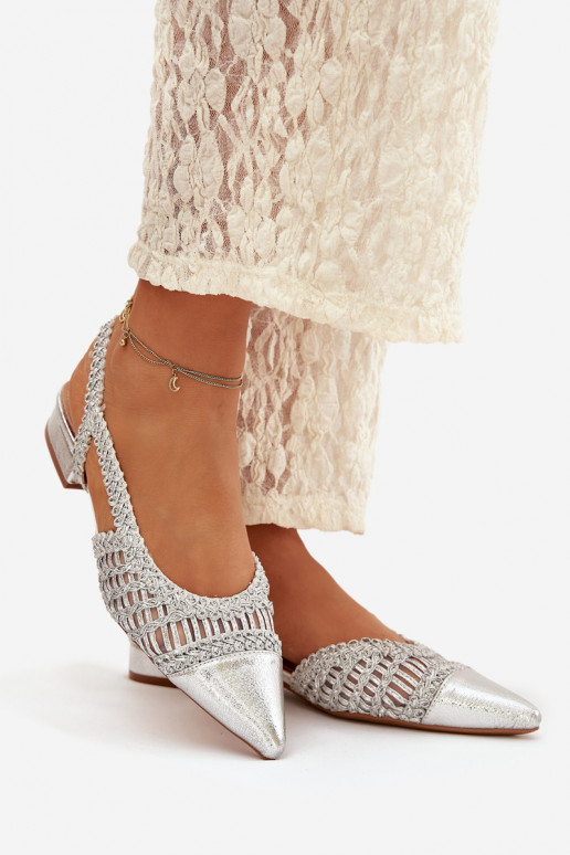 Women's Sandals With Weaving On Block Silver Nivorra