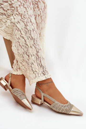 Women's Sandals With Braided Block Gold Nivorra