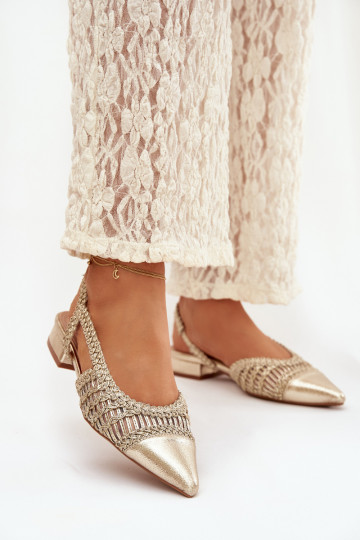 Women's Sandals With Braided Block Gold Nivorra 2