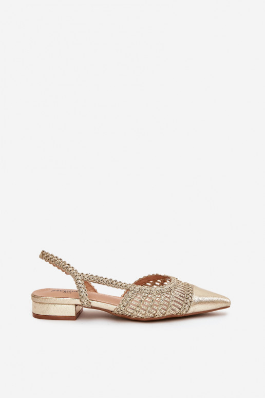 Women's Sandals With Braided Block Gold Nivorra