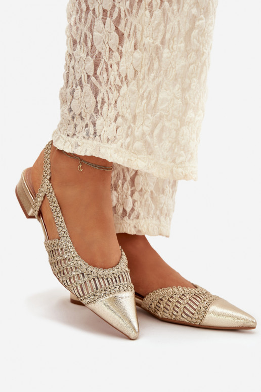 Women's Sandals With Braided Block Gold Nivorra