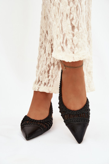 Women's Sandals With Braid On Block Black Nivorra 2