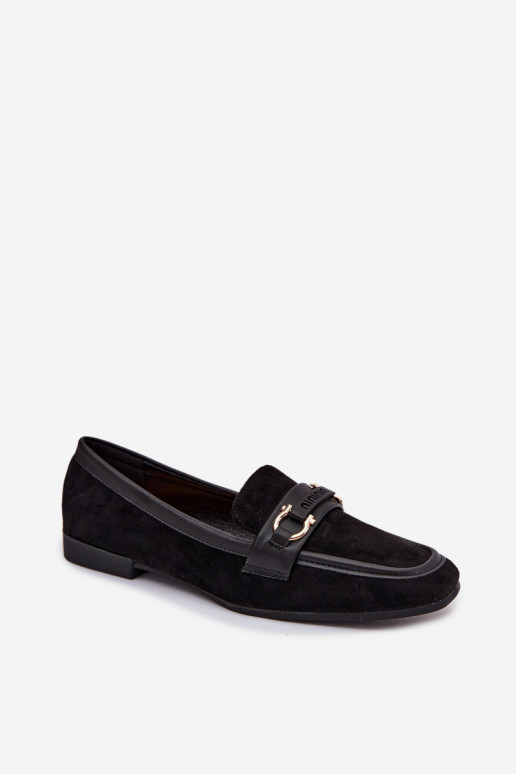 Loafers Women's Moccasins With Decorative Element Black Evelora