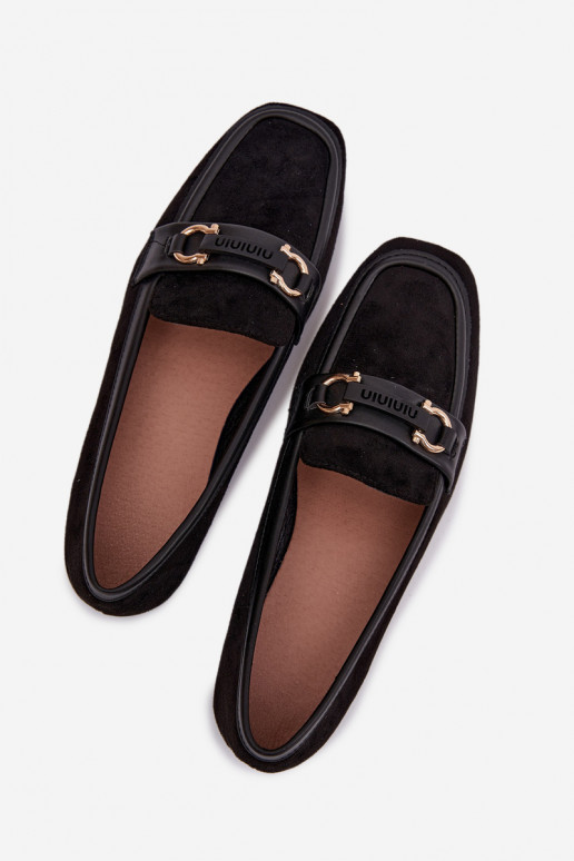Loafers Women's Moccasins With Decorative Element Black Evelora
