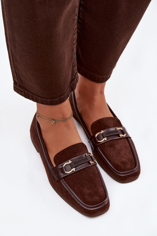 Moccasins Loafers Womens With Decorative Element Chocolate Evelora