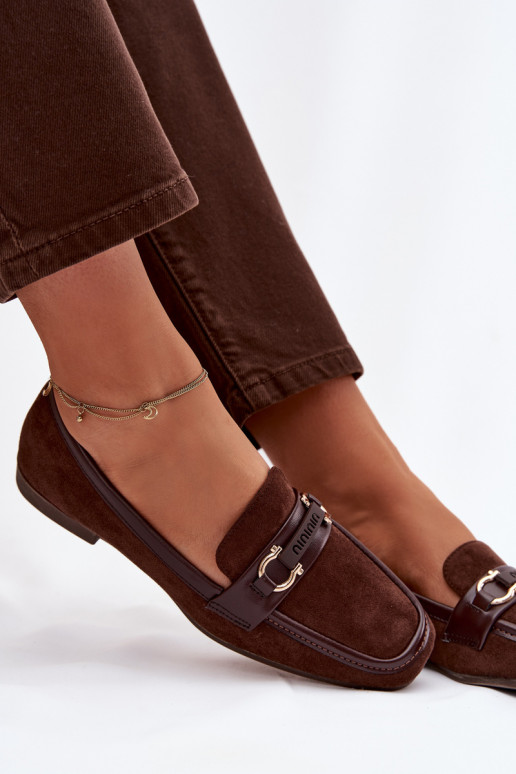 Moccasins Loafers Womens With Decorative Element Chocolate Evelora