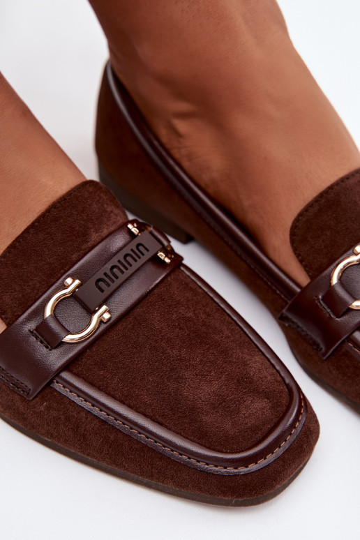 Moccasins Loafers Womens With Decorative Element Chocolate Evelora