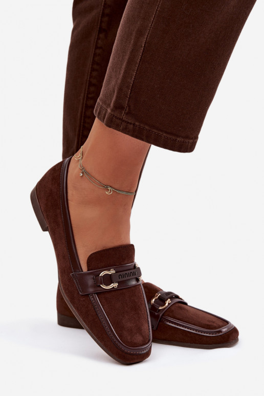 Moccasins Loafers Womens With Decorative Element Chocolate Evelora