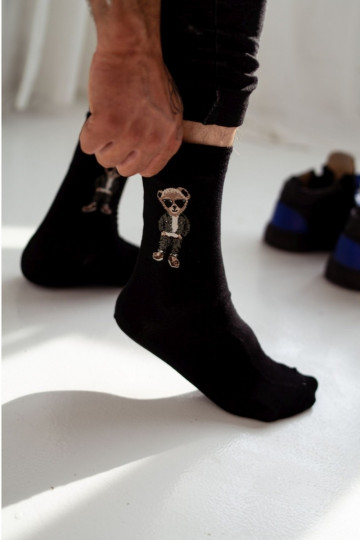 Men's Socks Little Bear In Glasses Black