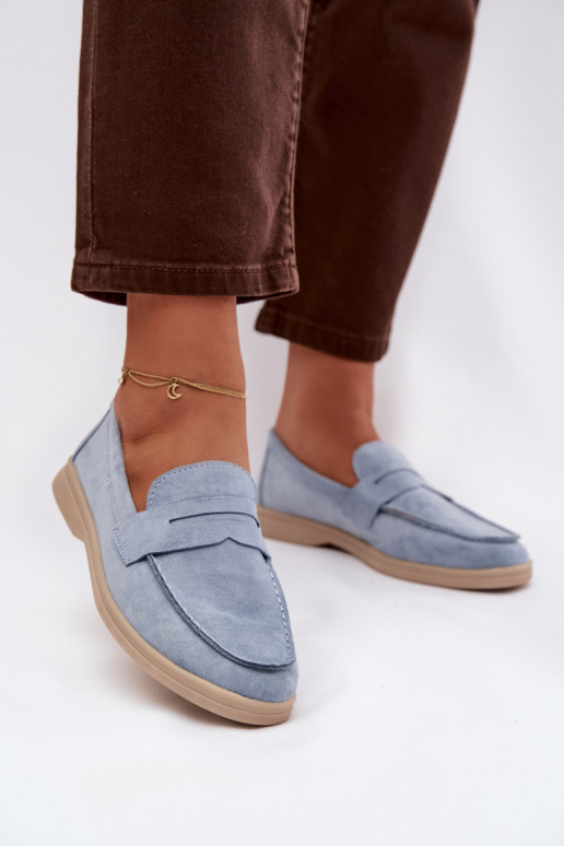Women's loafers from eco suede blue Renelia