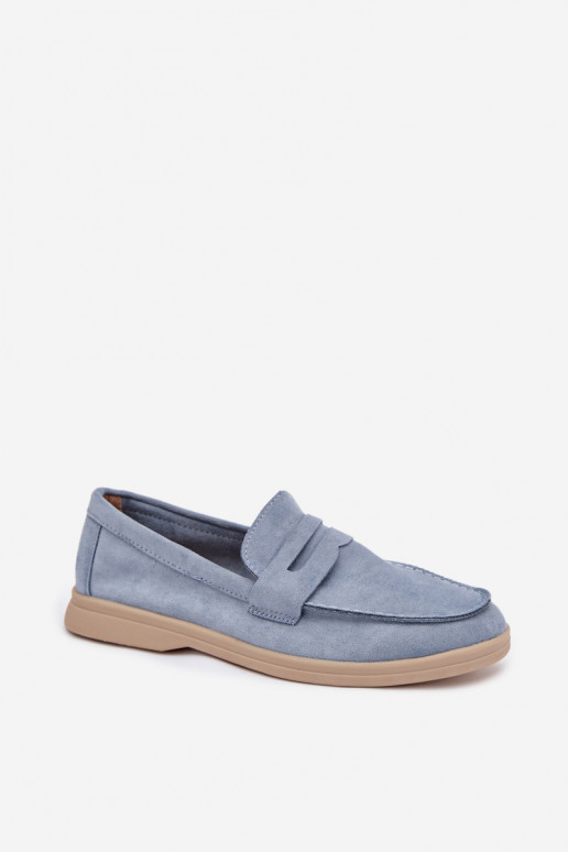 Women's loafers from eco suede blue Renelia
