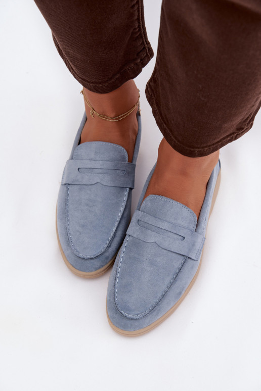 Women's loafers from eco suede blue Renelia