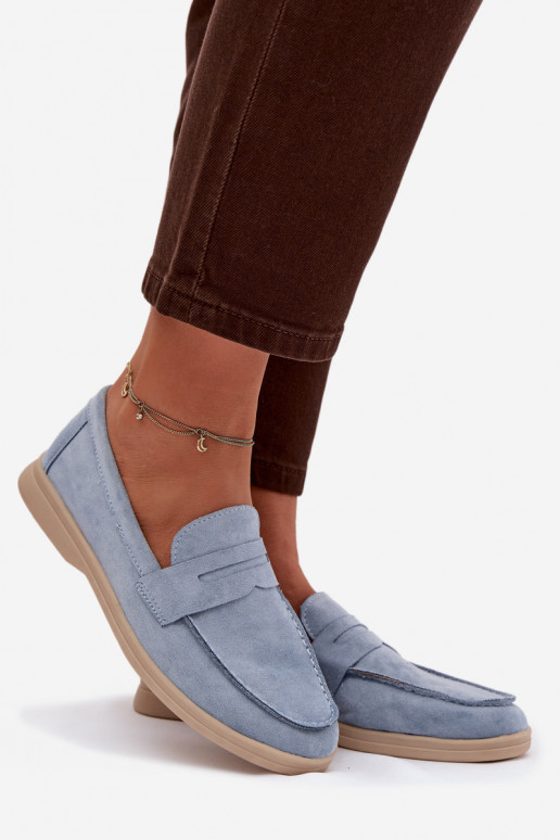 Women's loafers from eco suede blue Renelia