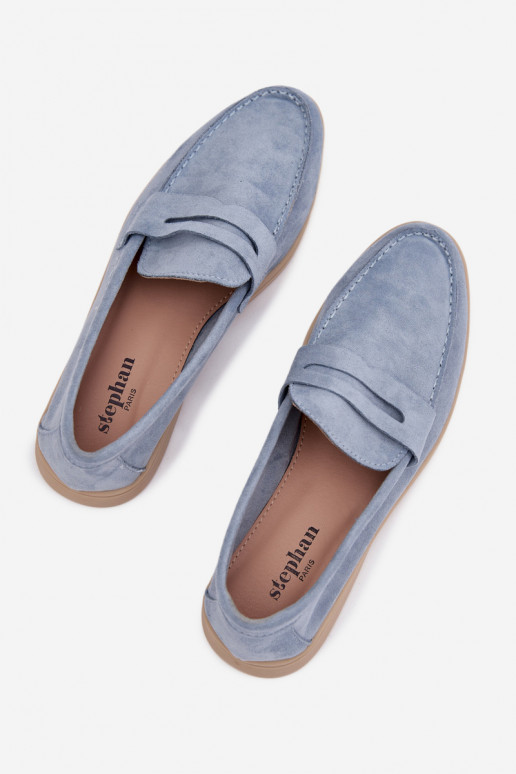 Women's loafers from eco suede blue Renelia