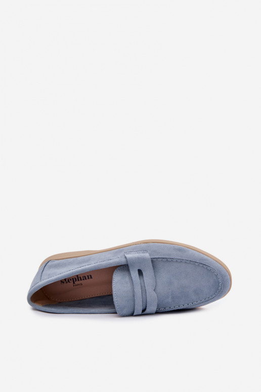 Women's loafers from eco suede blue Renelia