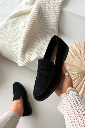 Women's loafers made of eco suede black Renelia