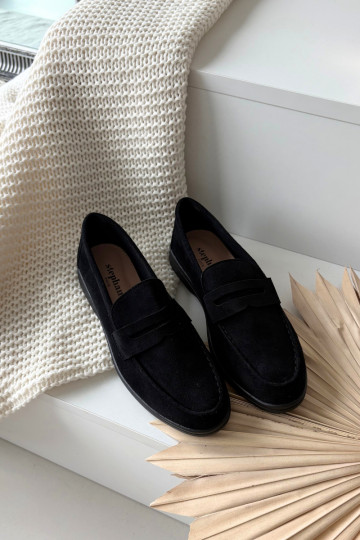 Women's loafers made of eco suede black Renelia 2