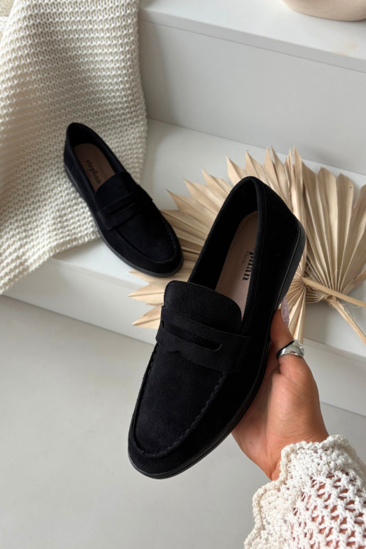 Women's loafers made of eco suede black Renelia