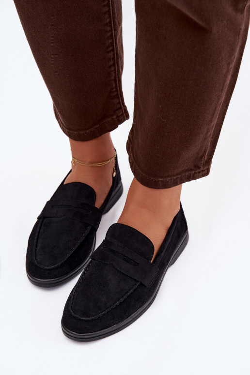 Women's loafers made of eco suede black Renelia