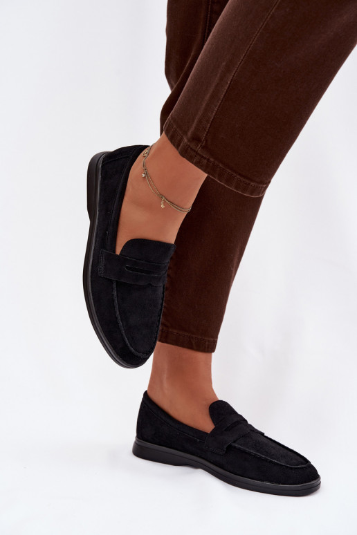 Women's loafers made of eco suede black Renelia