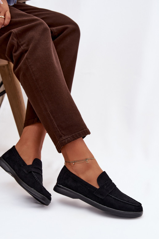 Women's loafers made of eco suede black Renelia