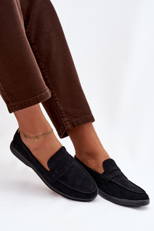 Women's loafers made of eco suede black Renelia