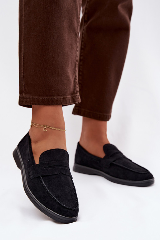 Women's loafers made of eco suede black Renelia