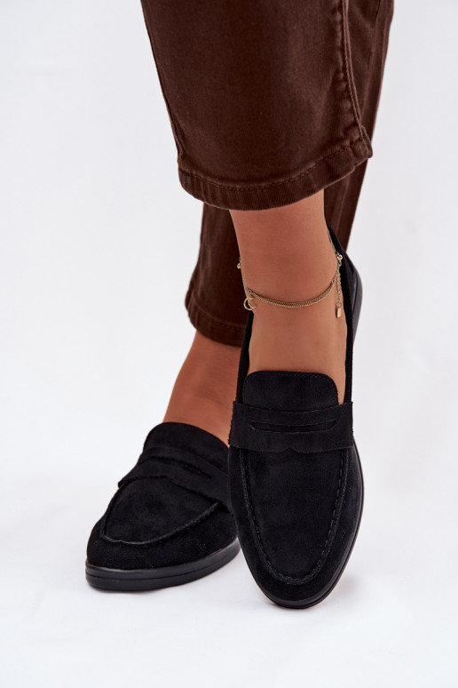 Women's loafers made of eco suede black Renelia