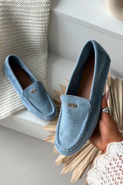 Women's Moccasins With Small Gold Detail Blue Sarivelle