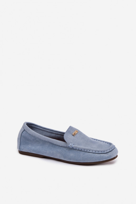 Women's Moccasins With Small Gold Detail Blue Sarivelle