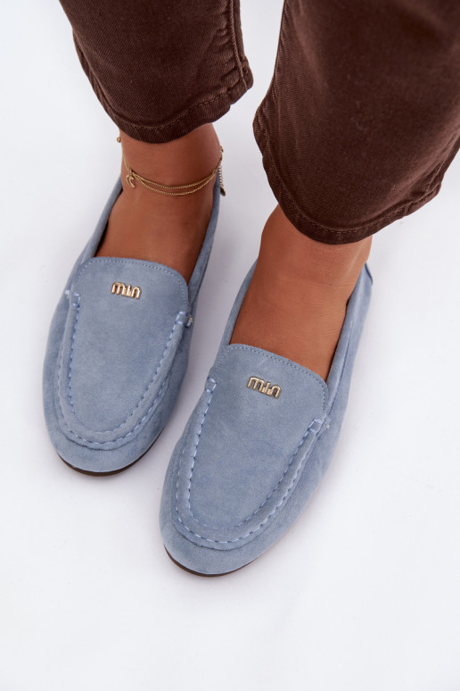 Women's Moccasins With Small Gold Detail Blue Sarivelle