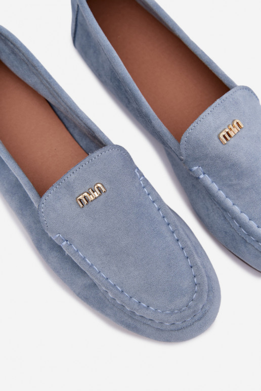 Women's Moccasins With Small Gold Detail Blue Sarivelle