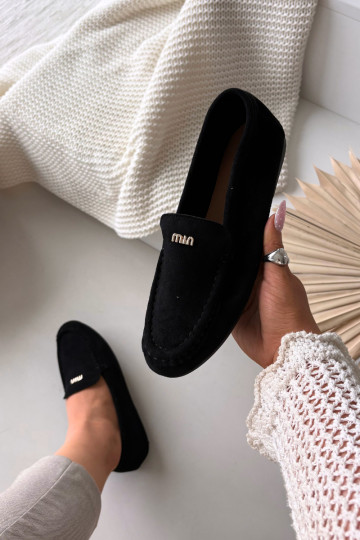 Women's Loafers With Small Gold Detail Black Sarivelle