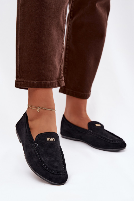 Women's Loafers With Small Gold Detail Black Sarivelle