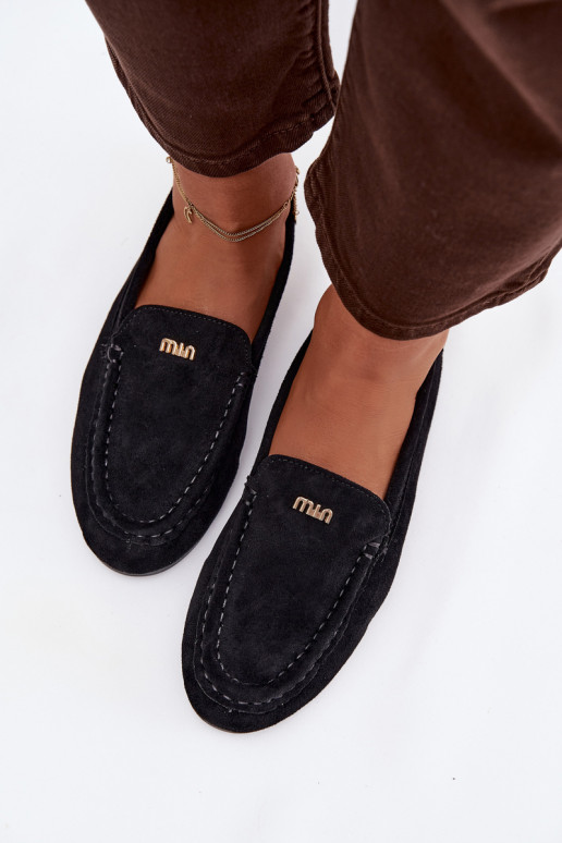 Women's Loafers With Small Gold Detail Black Sarivelle