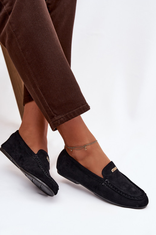 Women's Loafers With Small Gold Detail Black Sarivelle