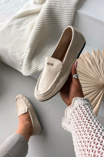 Women's Loafers With Small Gold Detail Beige Sarivelle