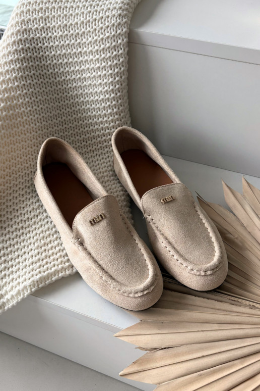Women's Loafers With Small Gold Detail Beige Sarivelle