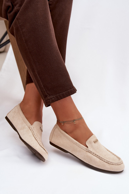 Women's Loafers With Small Gold Detail Beige Sarivelle