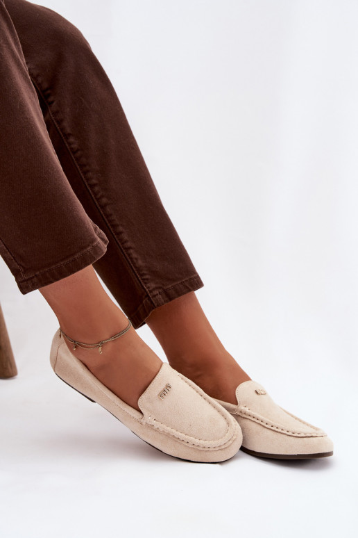 Women's Loafers With Small Gold Detail Beige Sarivelle