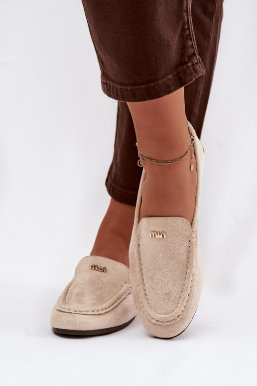 Women's Loafers With Small Gold Detail Beige Sarivelle