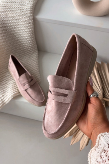 Women's loafers made of eco suede Dirty pink Renelia