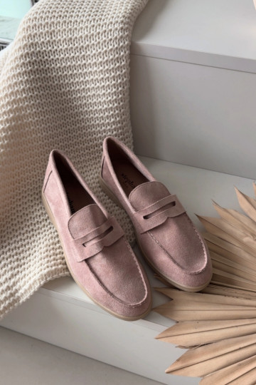 Women's loafers made of eco suede Dirty pink Renelia 2