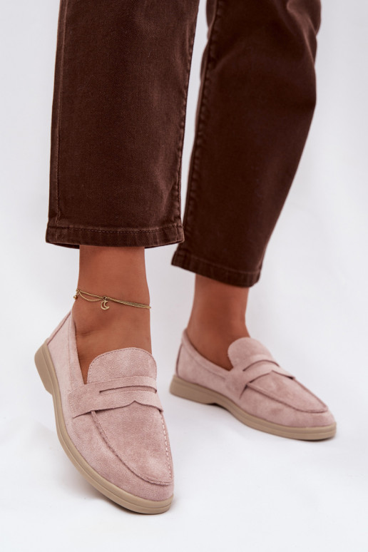 Women's loafers made of eco suede Dirty pink Renelia