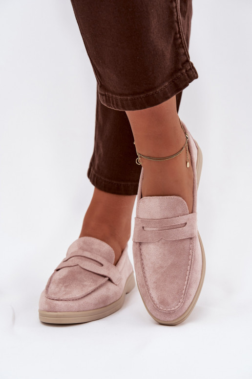 Women's loafers made of eco suede Dirty pink Renelia