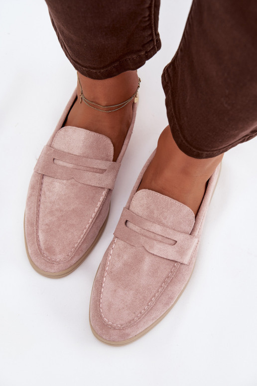 Women's loafers made of eco suede Dirty pink Renelia