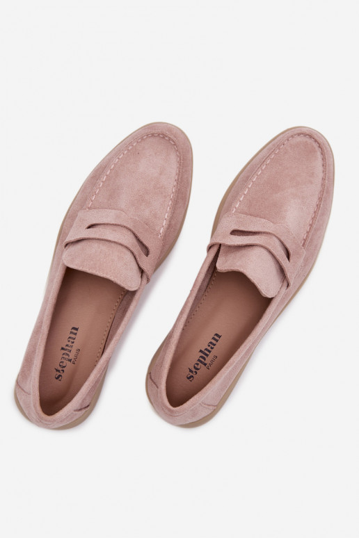Women's loafers made of eco suede Dirty pink Renelia