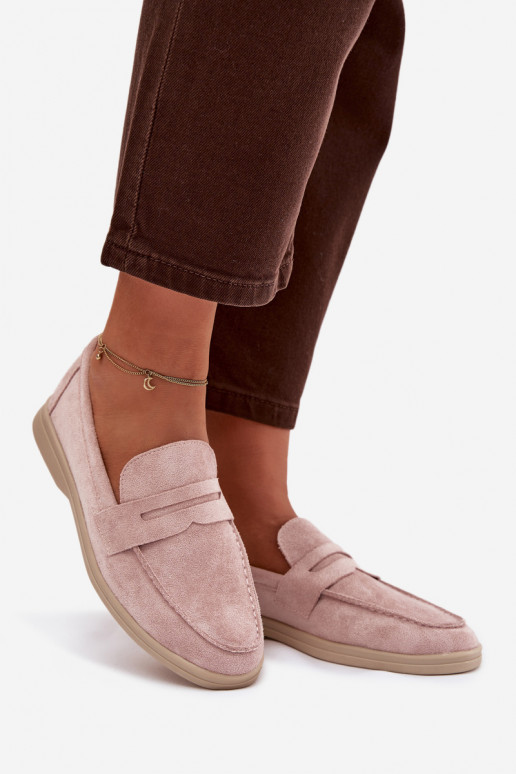 Women's loafers made of eco suede Dirty pink Renelia
