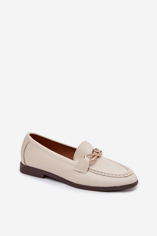 Loafersy DamskiewithOzdobnym Detalem Jasnobeżowe Rosynne